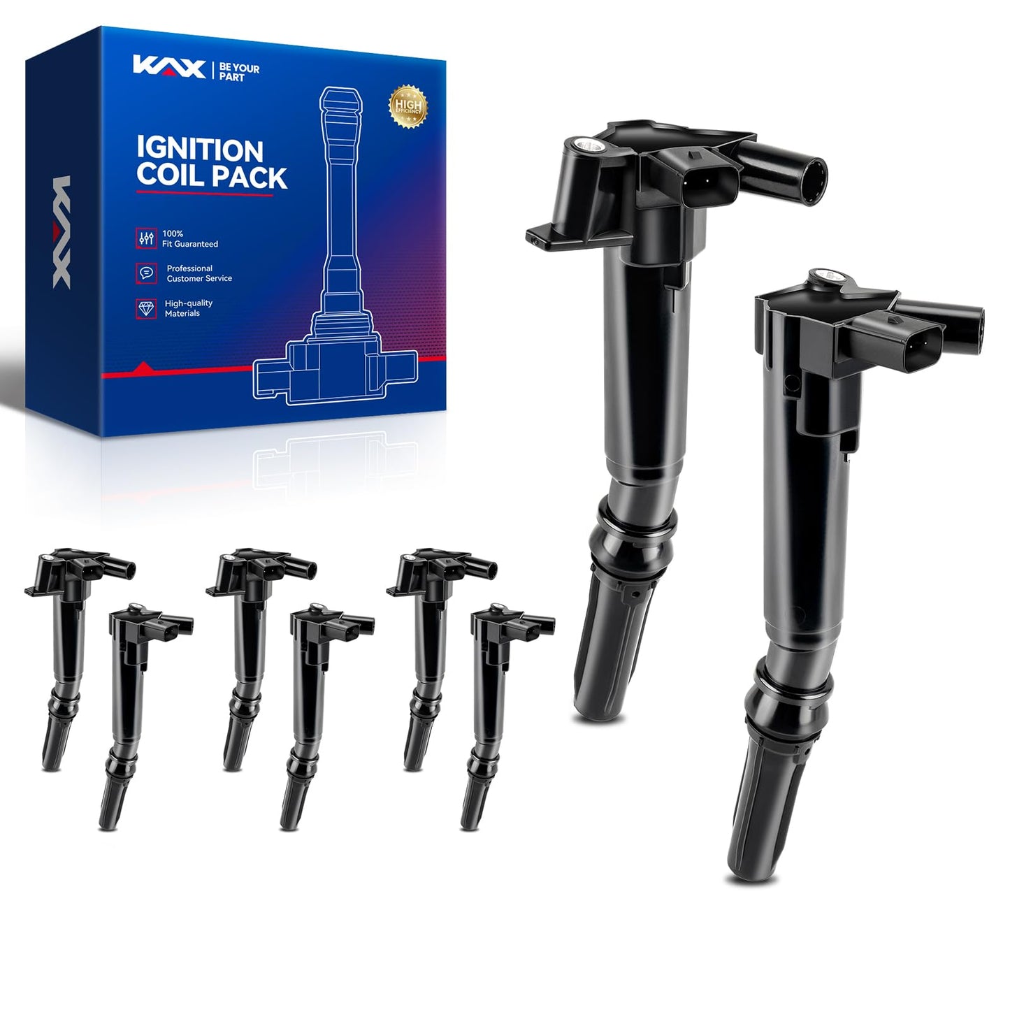 KAX Pack of 8 Ignition Coil Set for Ford F-250 Super Duty 2011-2017 6.2L, F-350 Super Duty 2011-2017 6.2L, F-150 2010-2014 6.2L,