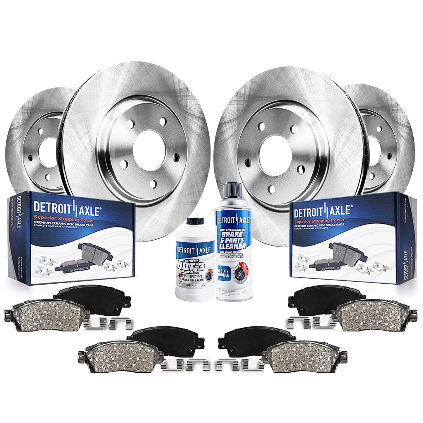 Detroit Axle - Brake Kit for 2007 2008 2009 2010 2011 Ford Mustang, Disc Brake Rotors Ceramic Brakes Pads w/Hardware Front & Rea